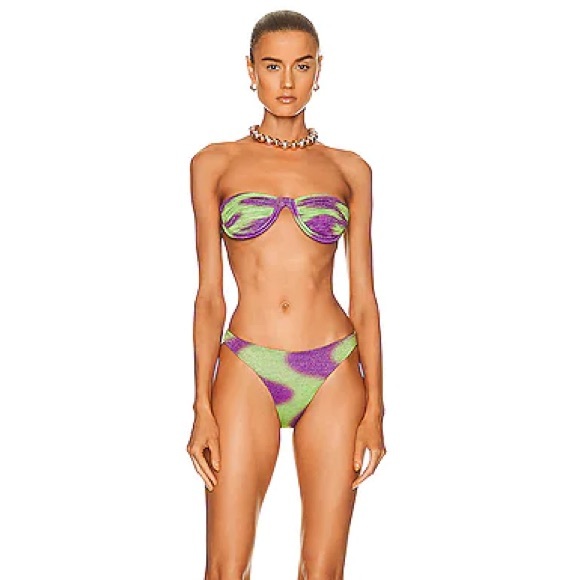 Raisa Vanessa Geometric Strapless Bikini Set in Purple & Green 36 - Picture 4 of 13